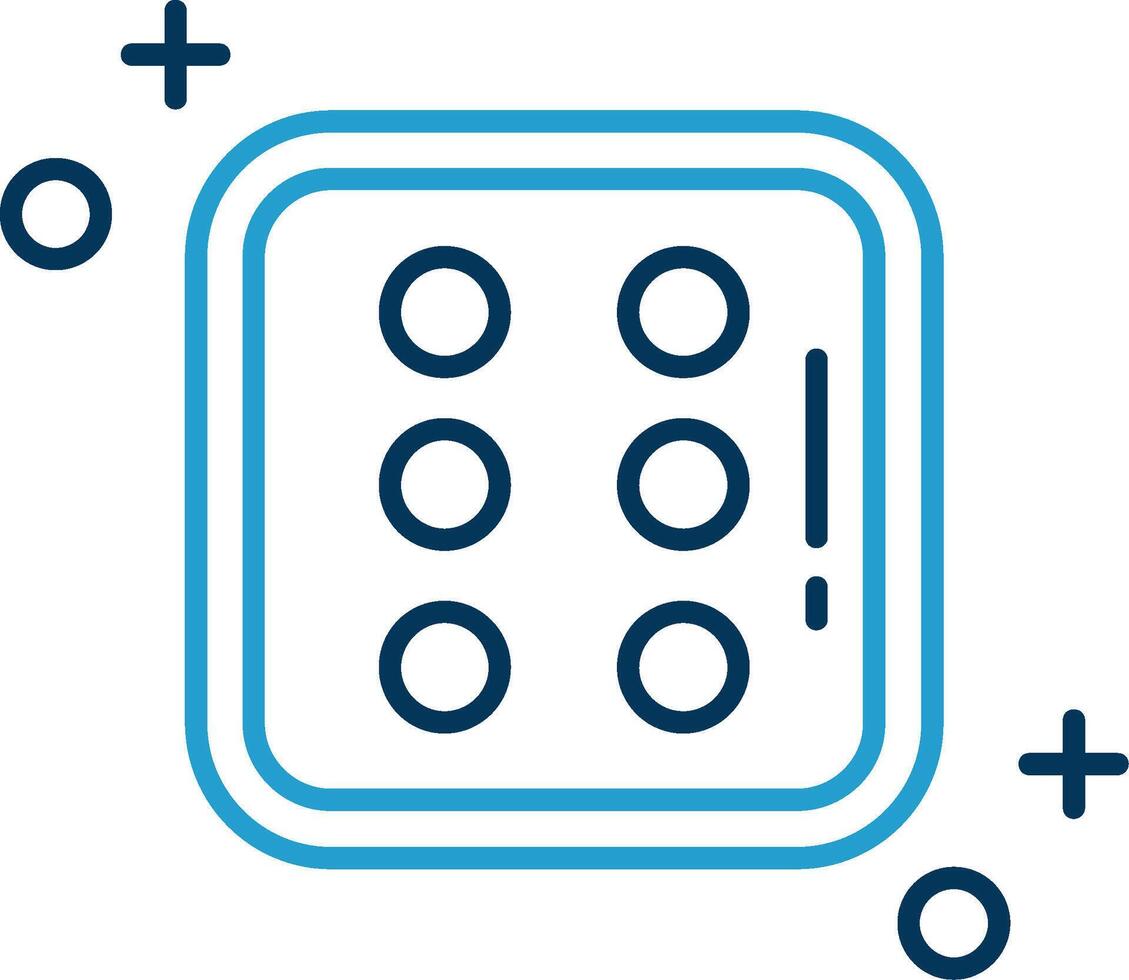 Dice six Line Blue Two Color Icon vector