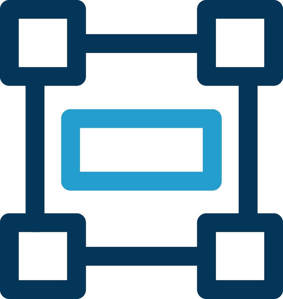 Rectangle frame Line Blue Two Color Icon vector