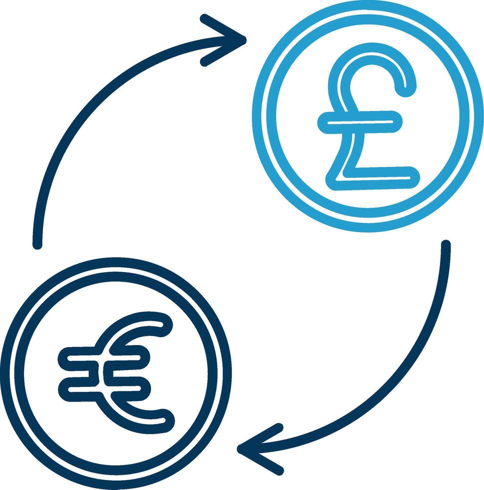 Currency exchange Line Blue Two Color Icon vector