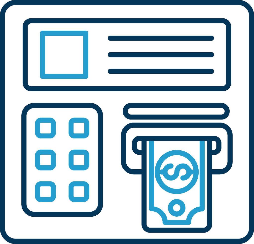 Atm machine Line Blue Two Color Icon vector
