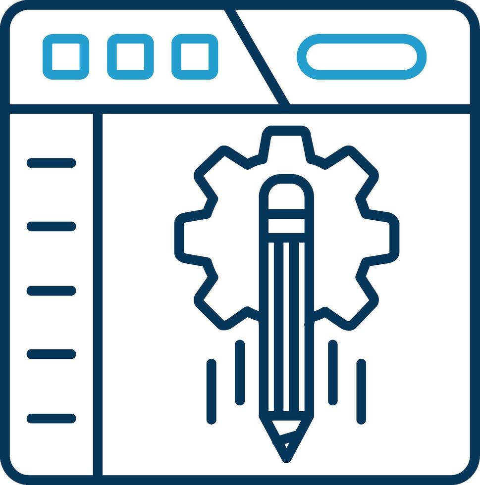 contenido administración línea azul dos color icono vector