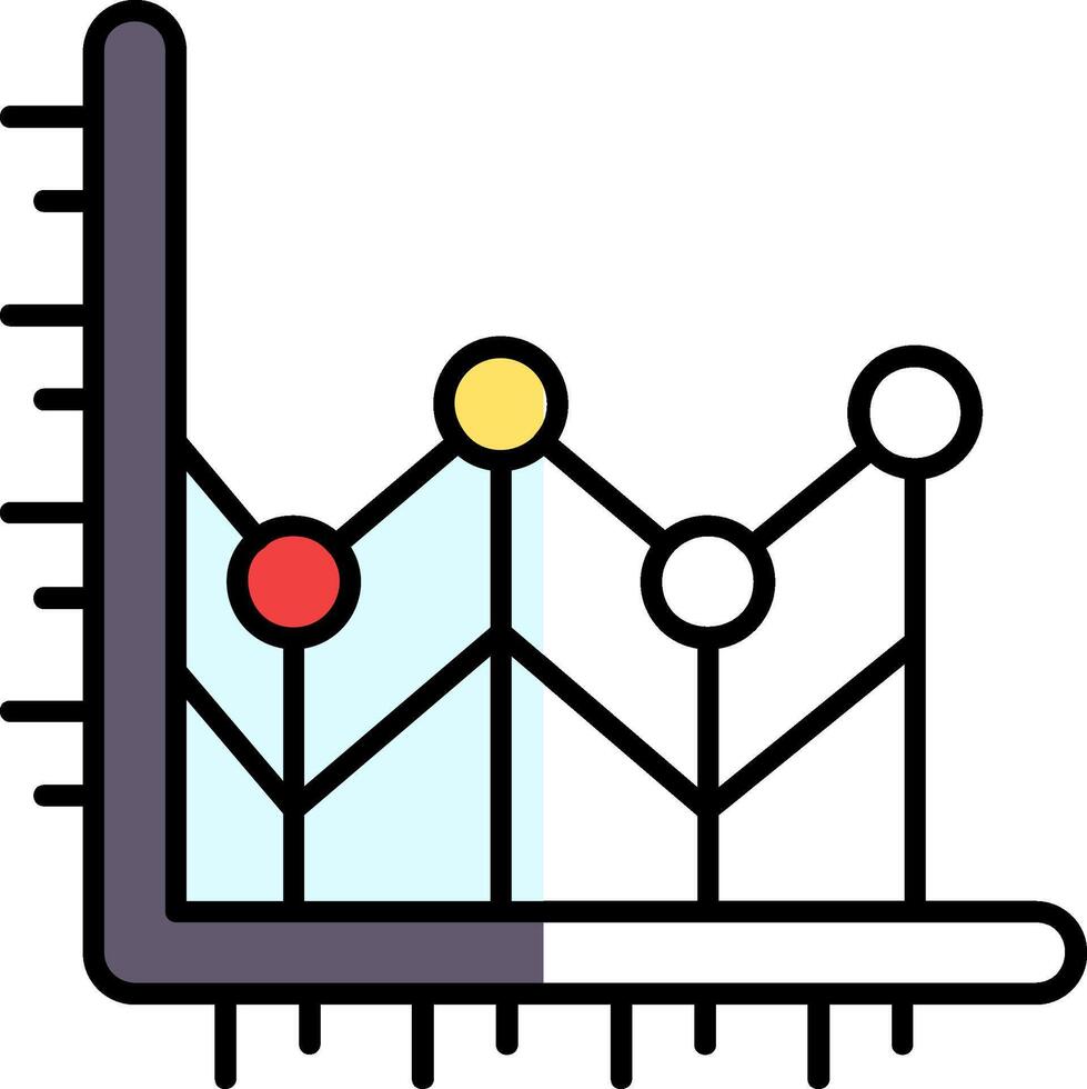 Line chart Filled Half Cut Icon vector