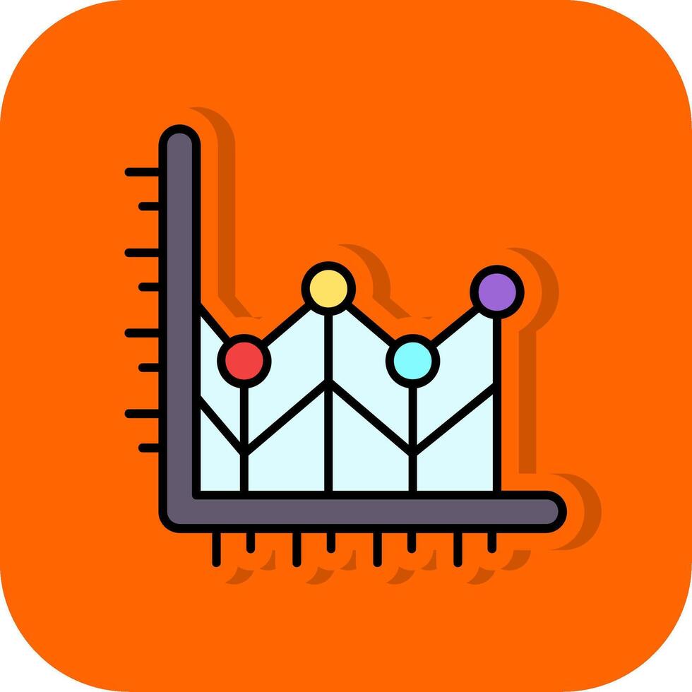 Line chart Filled Orange background Icon vector