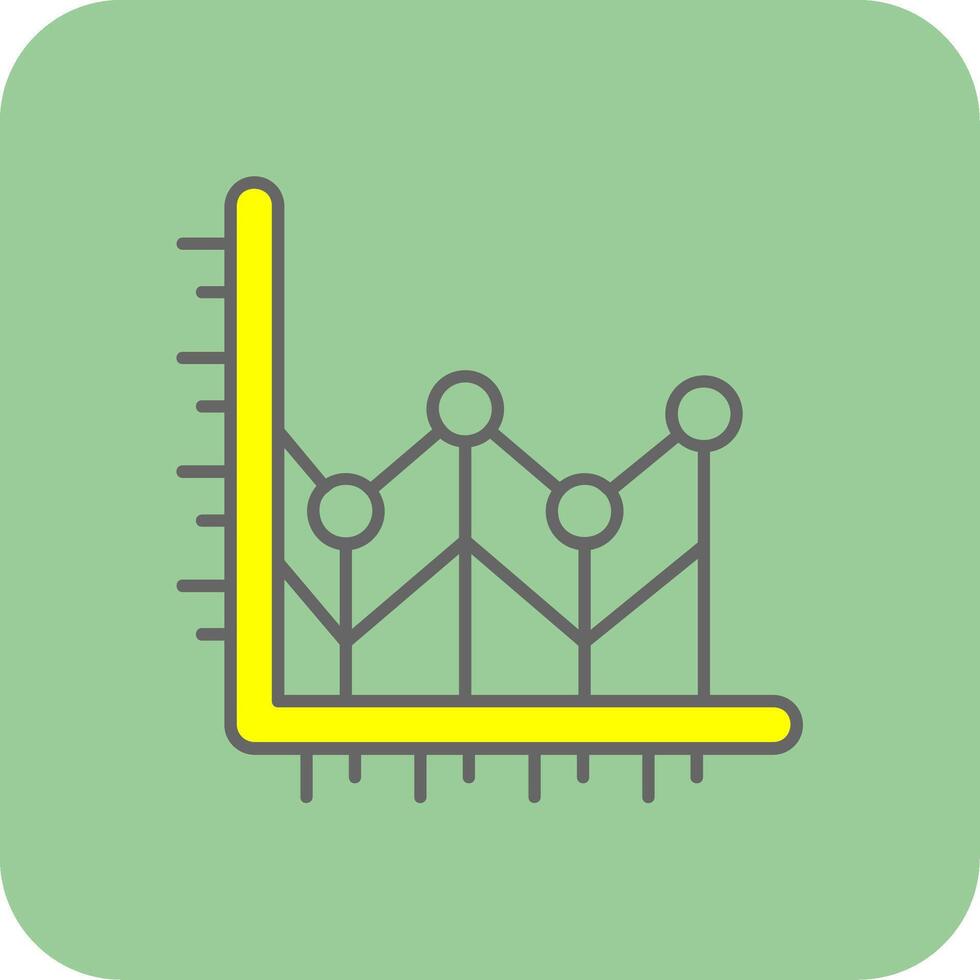 Line chart Filled Yellow Icon vector