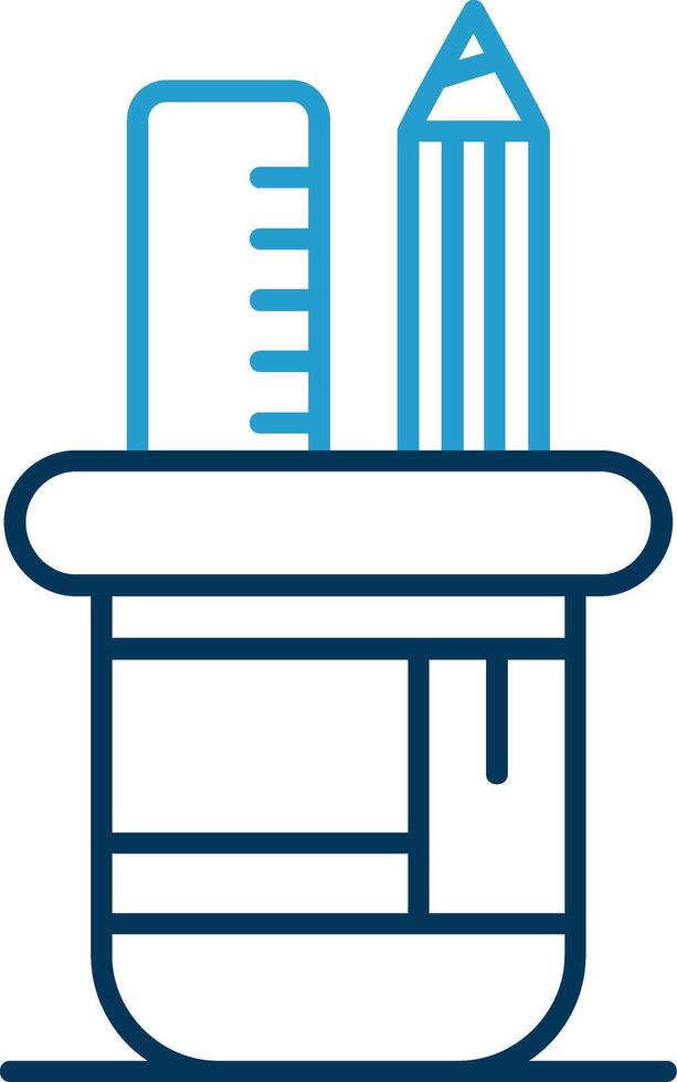 Pencil holder Line Blue Two Color Icon vector