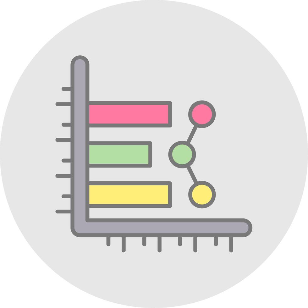 Bar chart Line Filled Light Circle Icon vector