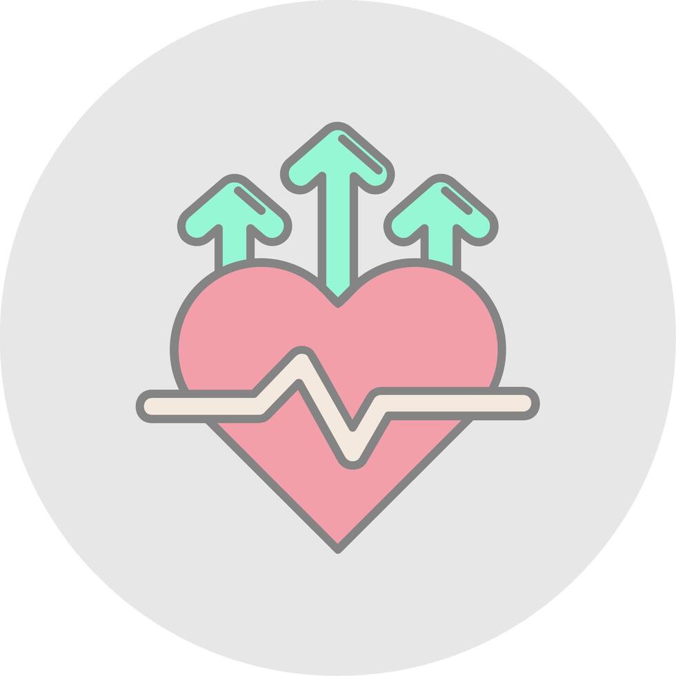 Heart rate Line Filled Light Circle Icon vector