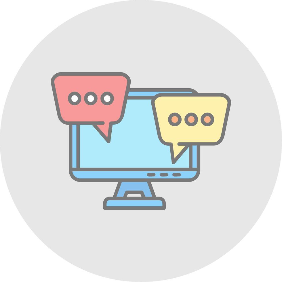 Desktop computer Line Filled Light Circle Icon vector