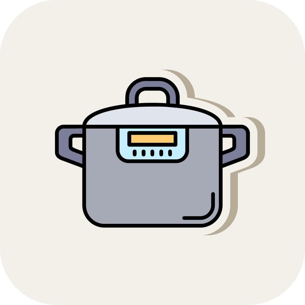 Pressure cooker Line Filled White Shadow Icon vector