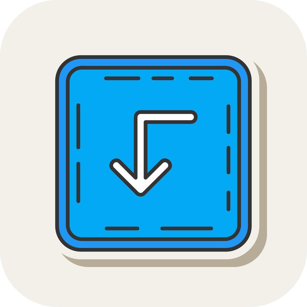 Turn down Line Filled White Shadow Icon vector