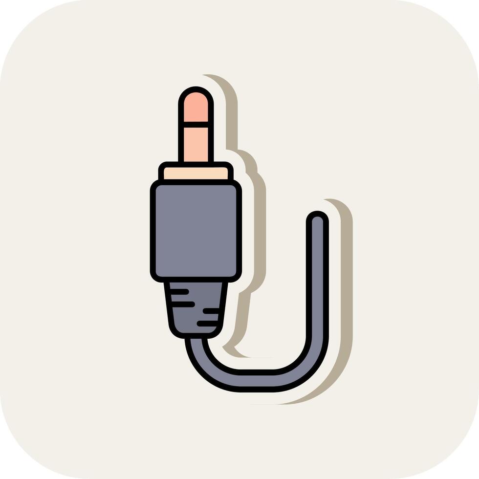 Audio cable Line Filled White Shadow Icon vector