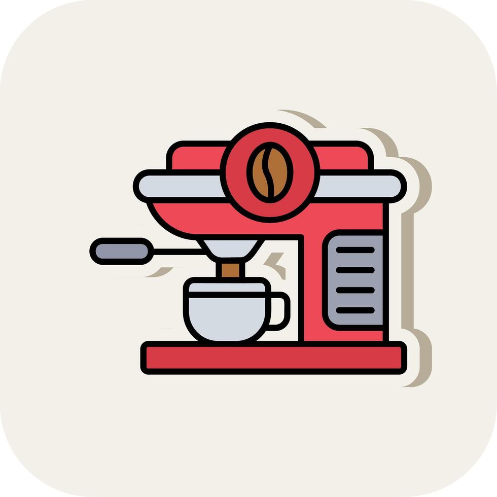 Coffee machine Line Filled White Shadow Icon vector