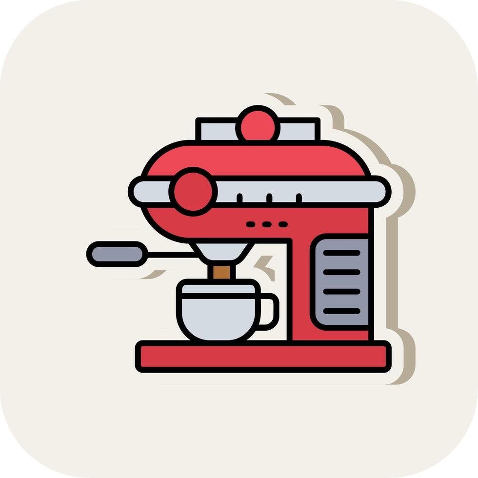 Coffee machine Line Filled White Shadow Icon vector