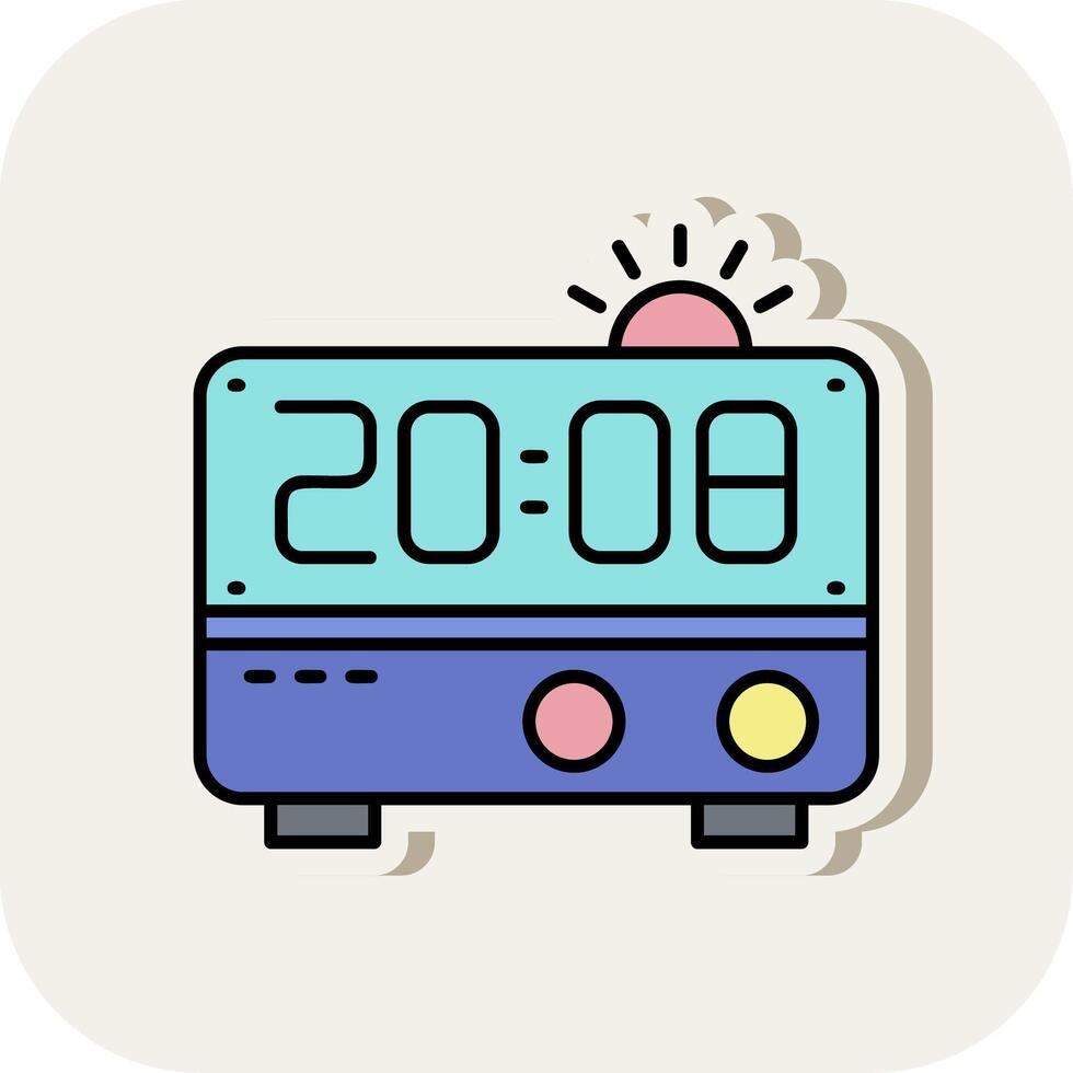 Alarm clock Line Filled White Shadow Icon vector