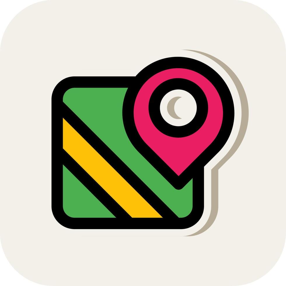 Pin 1 Line Filled White Shadow Icon vector
