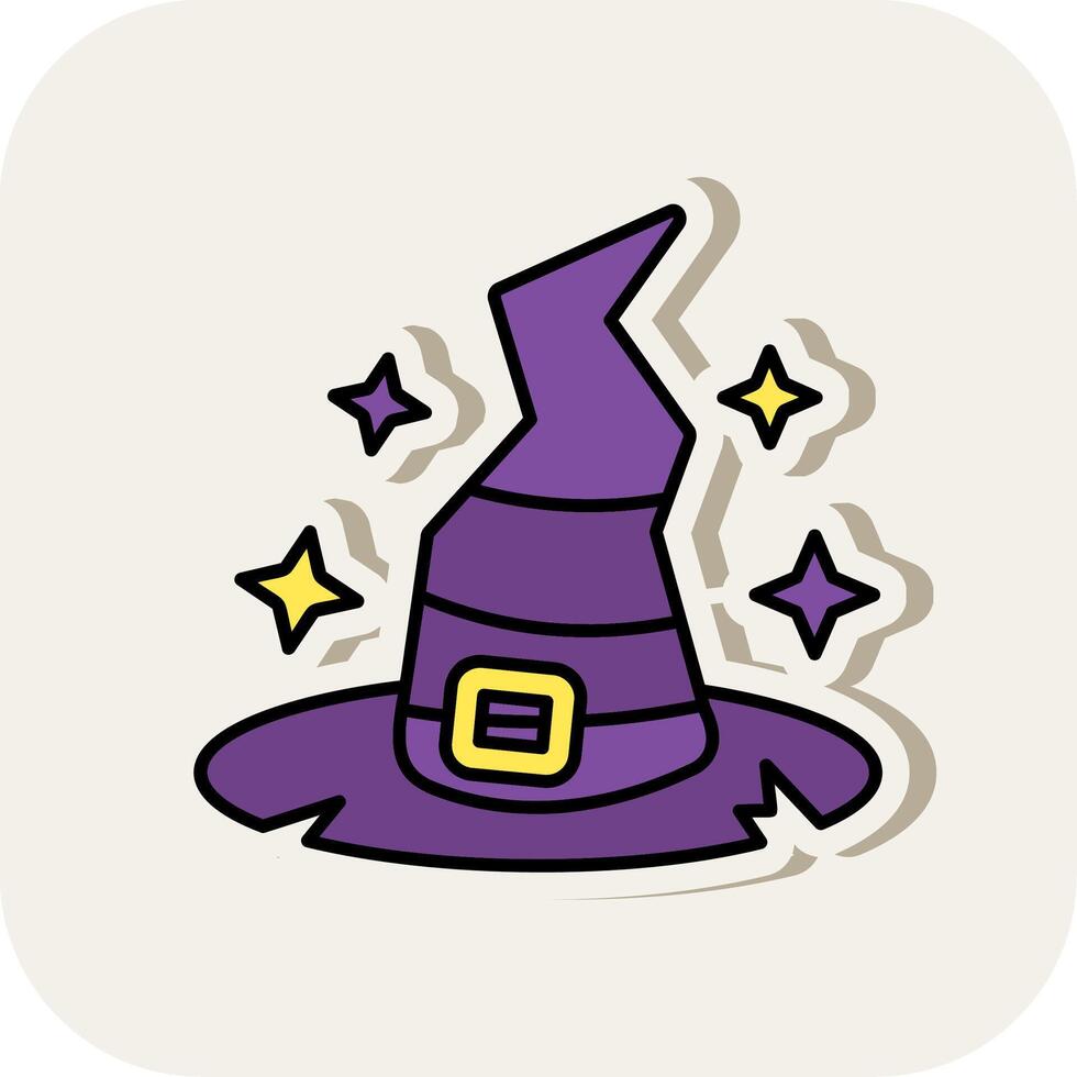 Witch hat Line Filled White Shadow Icon vector