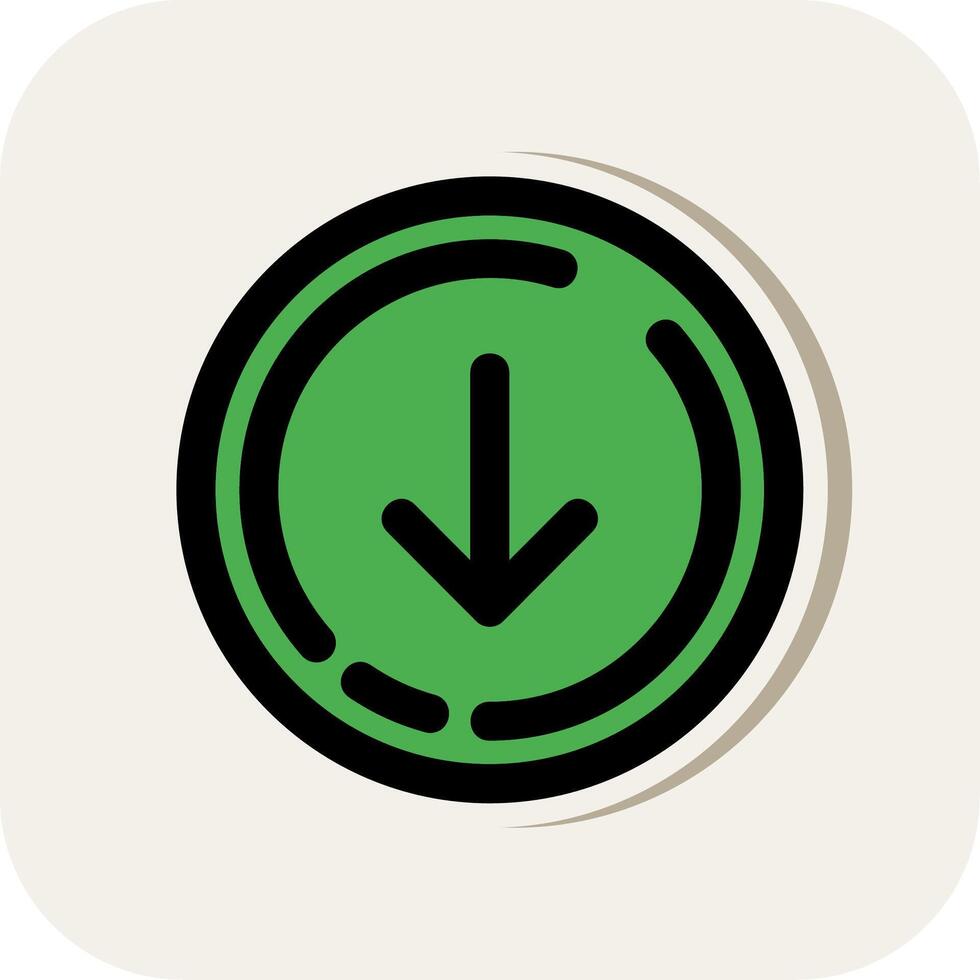 Down arrow Line Filled White Shadow Icon vector