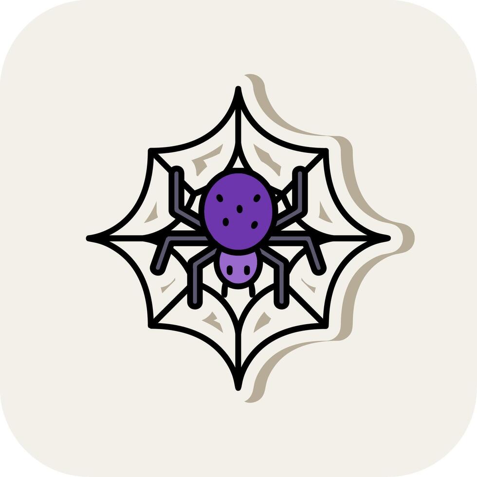 Spider web Line Filled White Shadow Icon vector