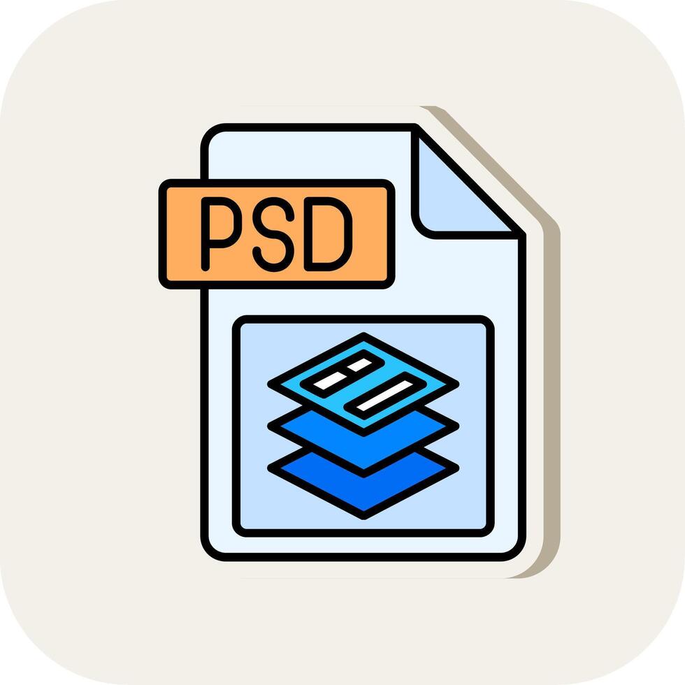 Psd file format Line Filled White Shadow Icon vector