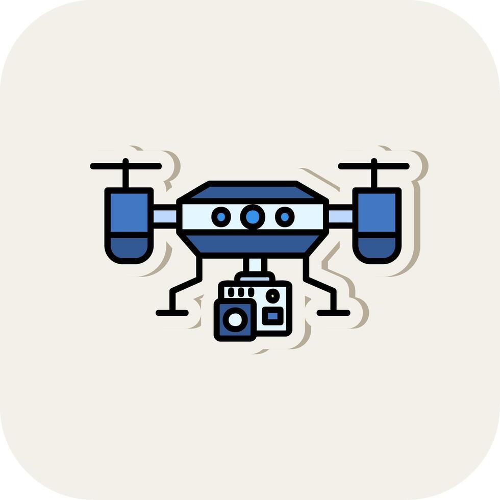 Camera drone Line Filled White Shadow Icon vector