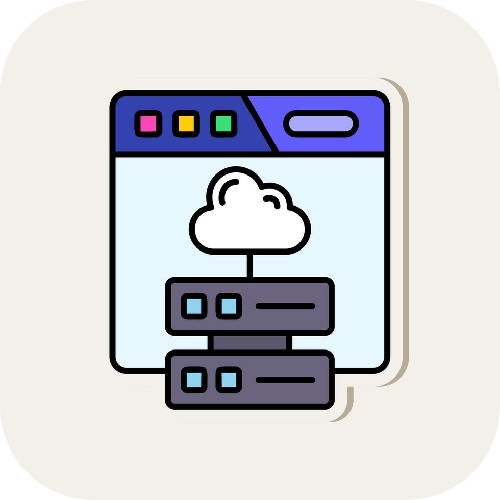 Cloud storage Line Filled White Shadow Icon vector