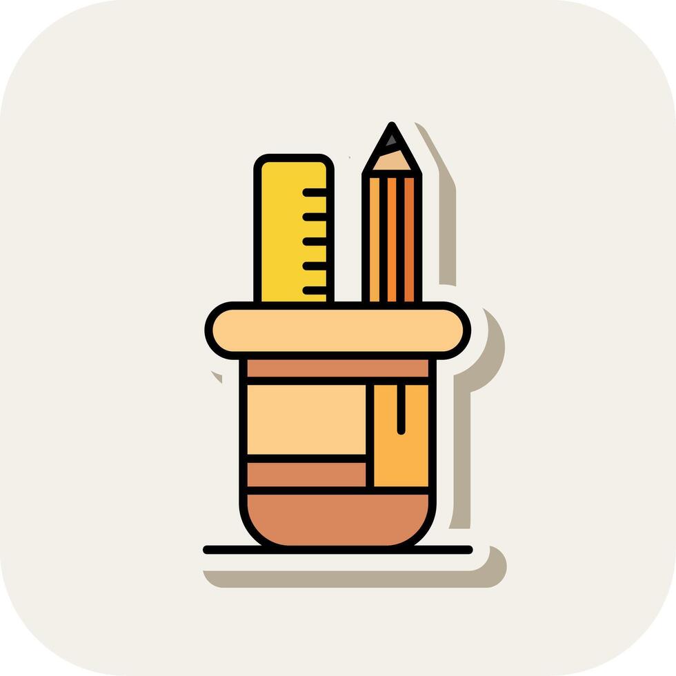 Pencil holder Line Filled White Shadow Icon vector