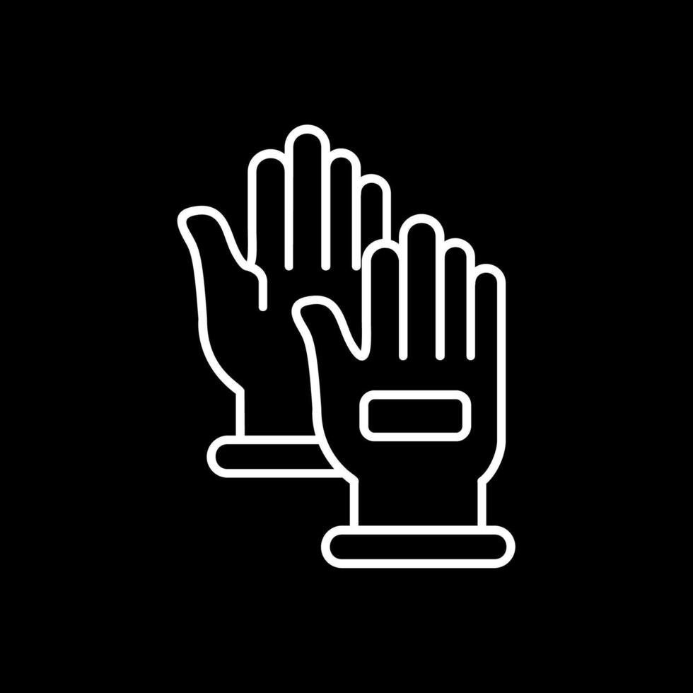 mano guantes línea invertido icono vector