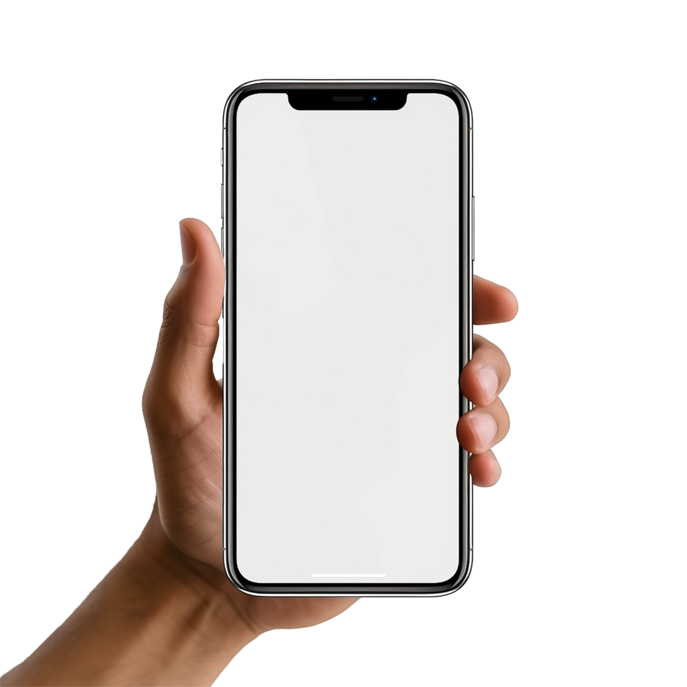 AI generated Hand holding phone for mockup png isolated on transparent background