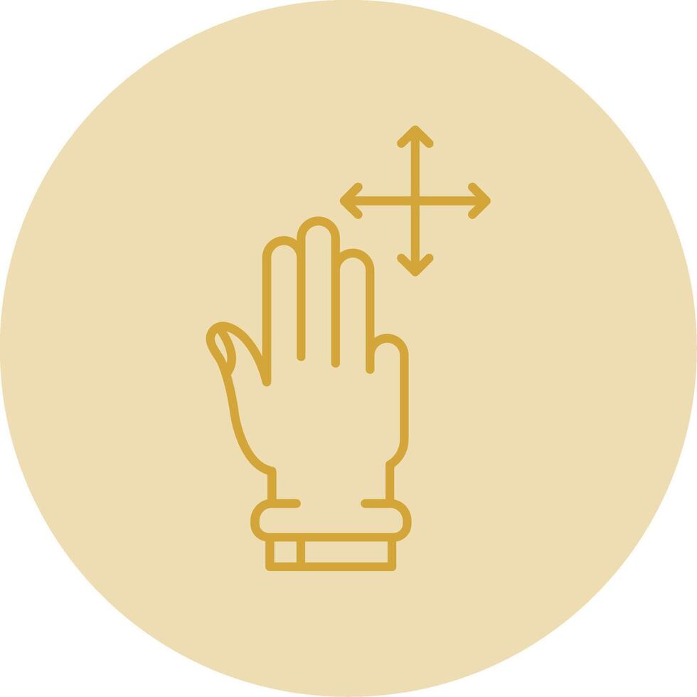 Three Fingers Move Line Yellow Circle Icon vector