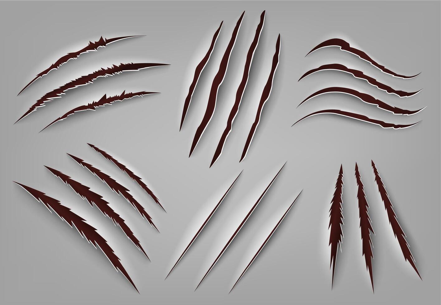 Realistic animal claw scratch. Wild animal or monster ripped rough holes, beast claws scratch mark. Claws scratches vector illustrations