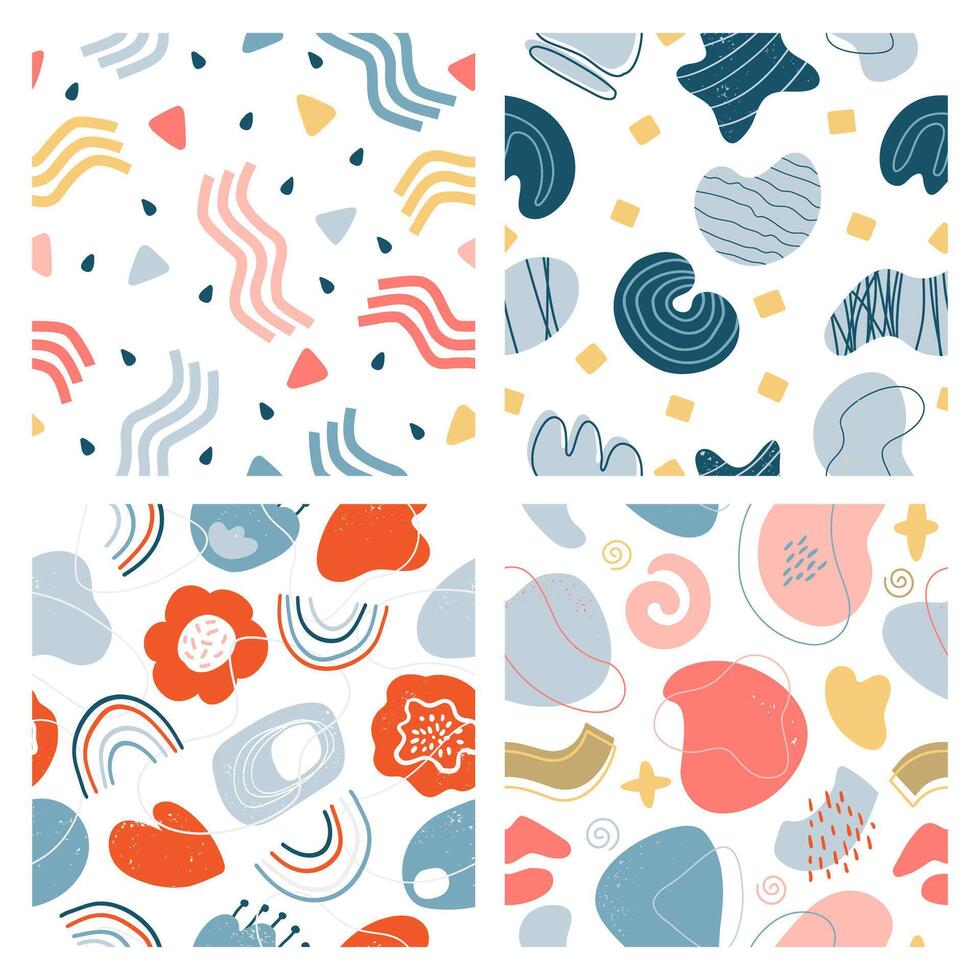 Abstract doodle pattern. Hand drawn modern textured contemporary graphic background, creative abstract aesthetic vector pattern set