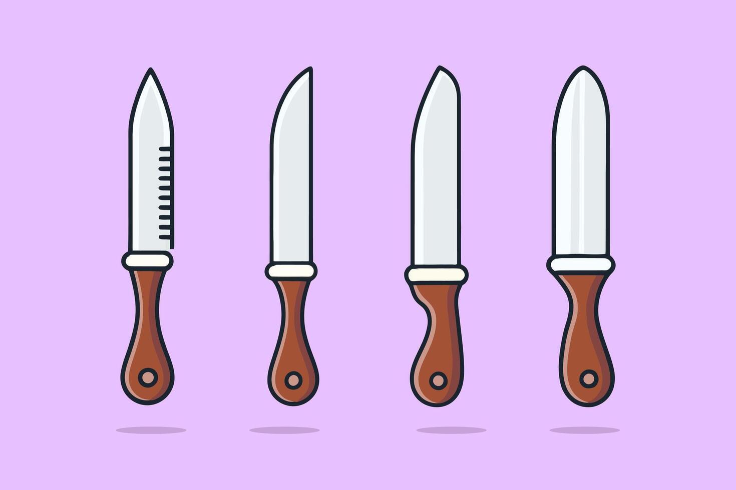 set of kitchen knife cartoon vector illustration