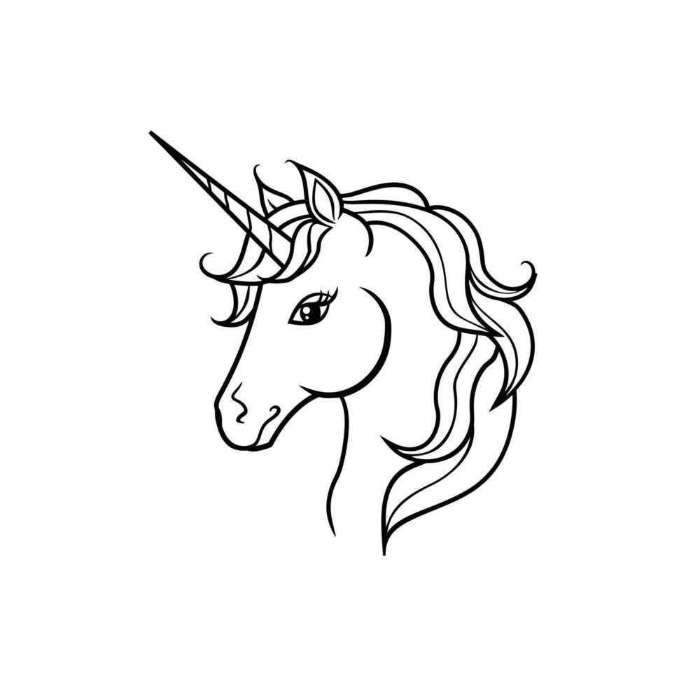 simple minimal unicorn coloring page vector