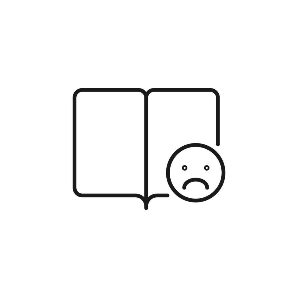 Sad Emoji By Book Vector Sign For Apps, Sites, Design