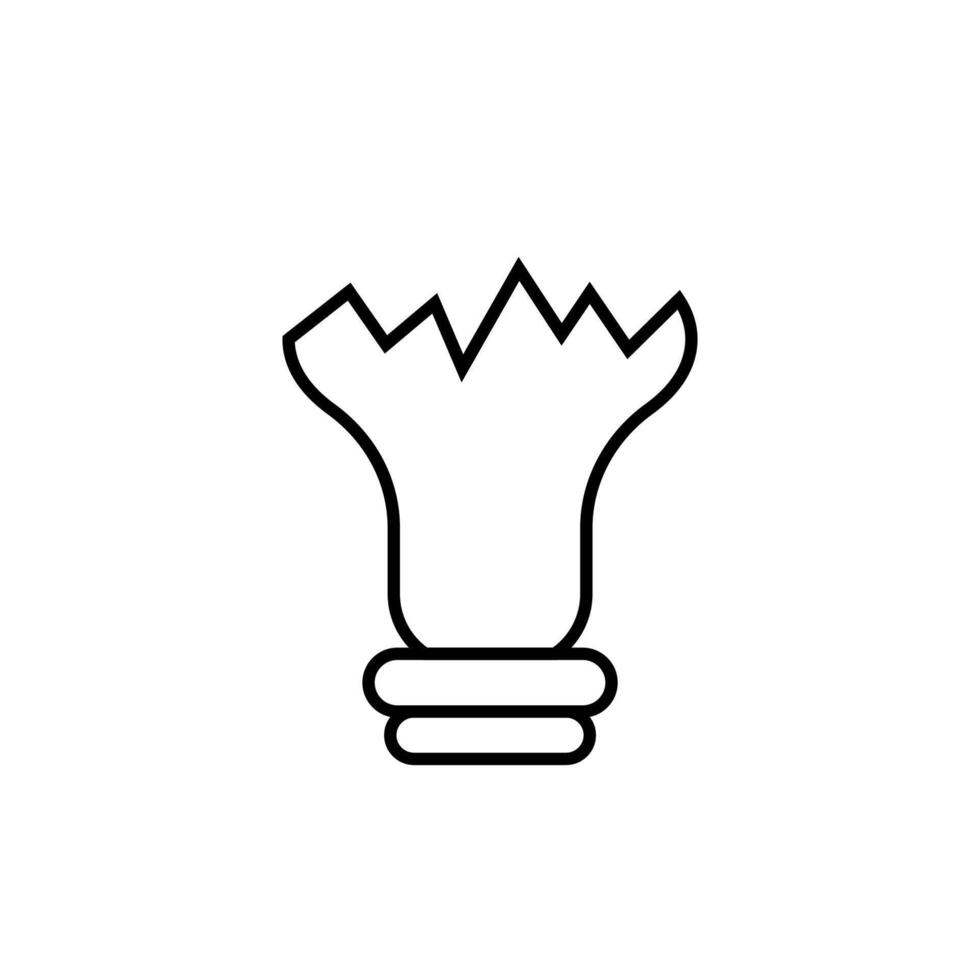 Broken Lamp Vector Symbol. Suitable for books, stores, shops. Editable stroke in minimalistic outline style. Symbol for design