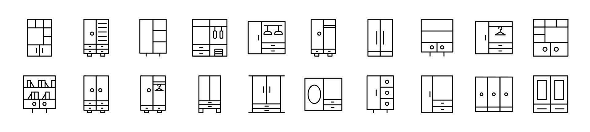 Pack of linear symbols of wardrobe. Editable stroke. Linear symbol for web sites, newspapers, articles book vector