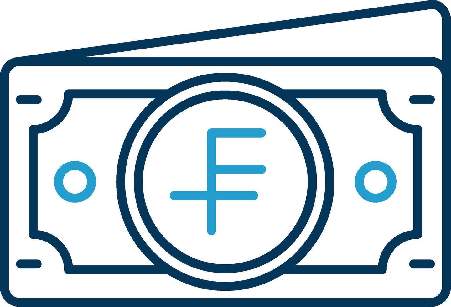 suizo franco línea azul dos color icono vector