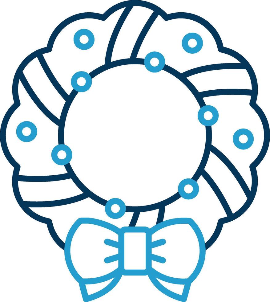 Christmas wreath Line Blue Two Color Icon vector