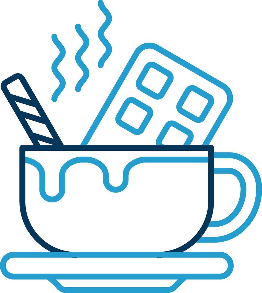 Hot Chocolate Line Blue Two Color Icon vector