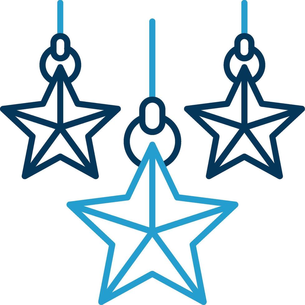 Navidad estrella línea azul dos color icono vector