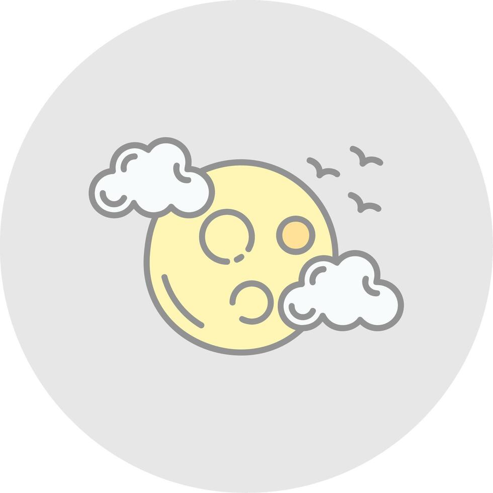 Full moon Line Filled Light Circle Icon vector