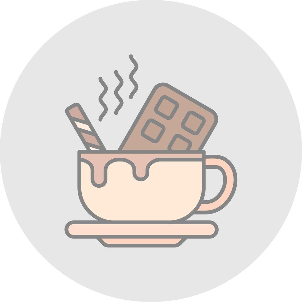 Hot Chocolate Line Filled Light Circle Icon vector