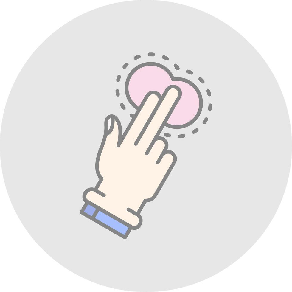 Two Fingers Tap Line Filled Light Circle Icon vector