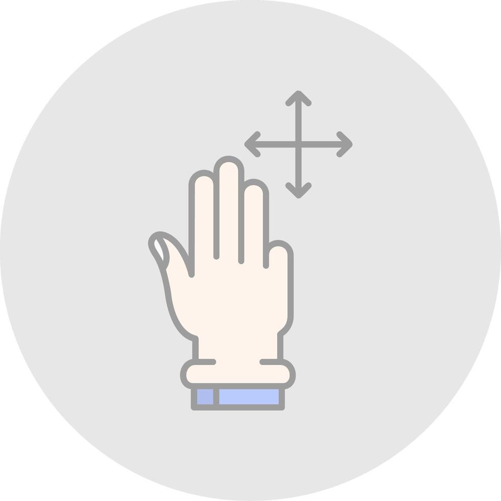 Three Fingers Move Line Filled Light Circle Icon vector
