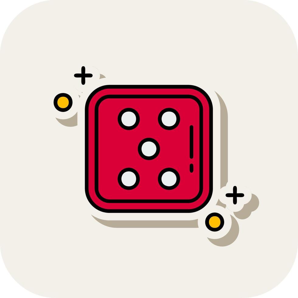 Dice five Line Filled White Shadow Icon vector