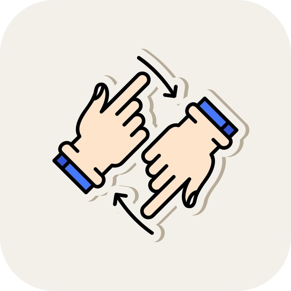 Rotate Two Hands Line Filled White Shadow Icon vector