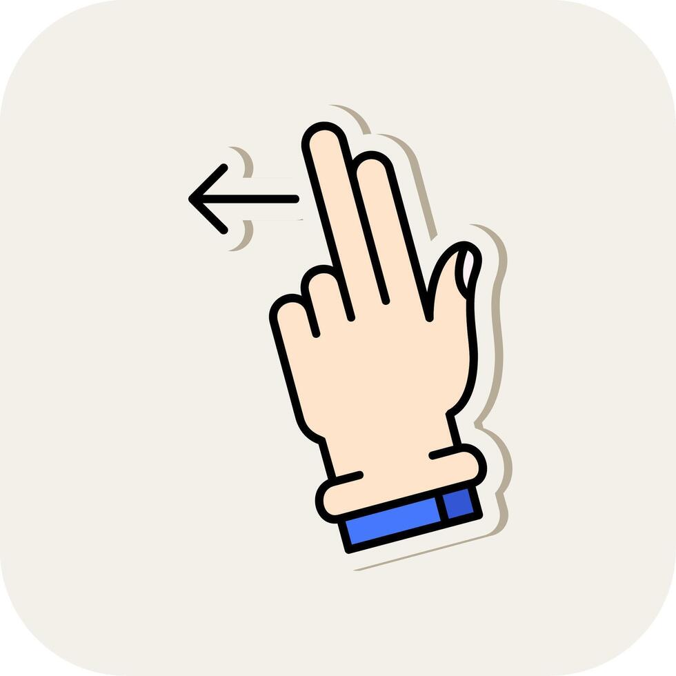 Two Fingers Left Line Filled White Shadow Icon vector