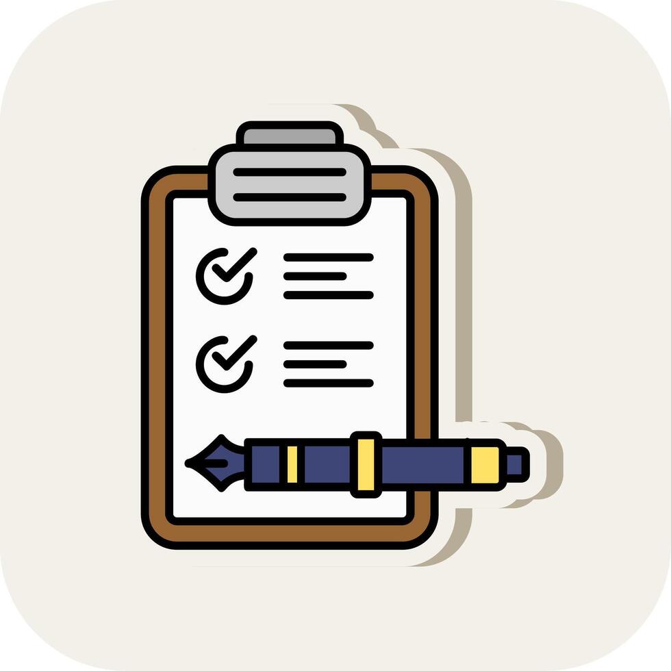 Check list Line Filled White Shadow Icon vector