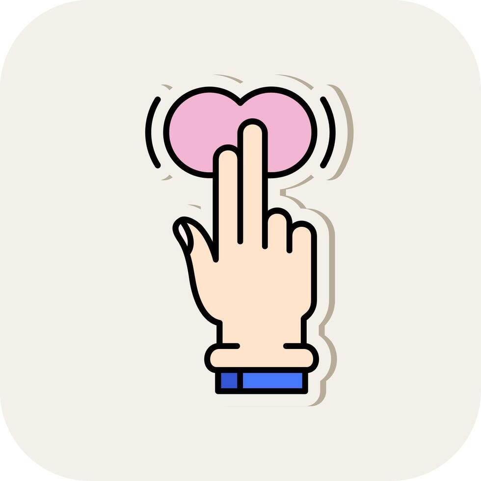 Two Fingers Tap and Hold Line Filled White Shadow Icon vector