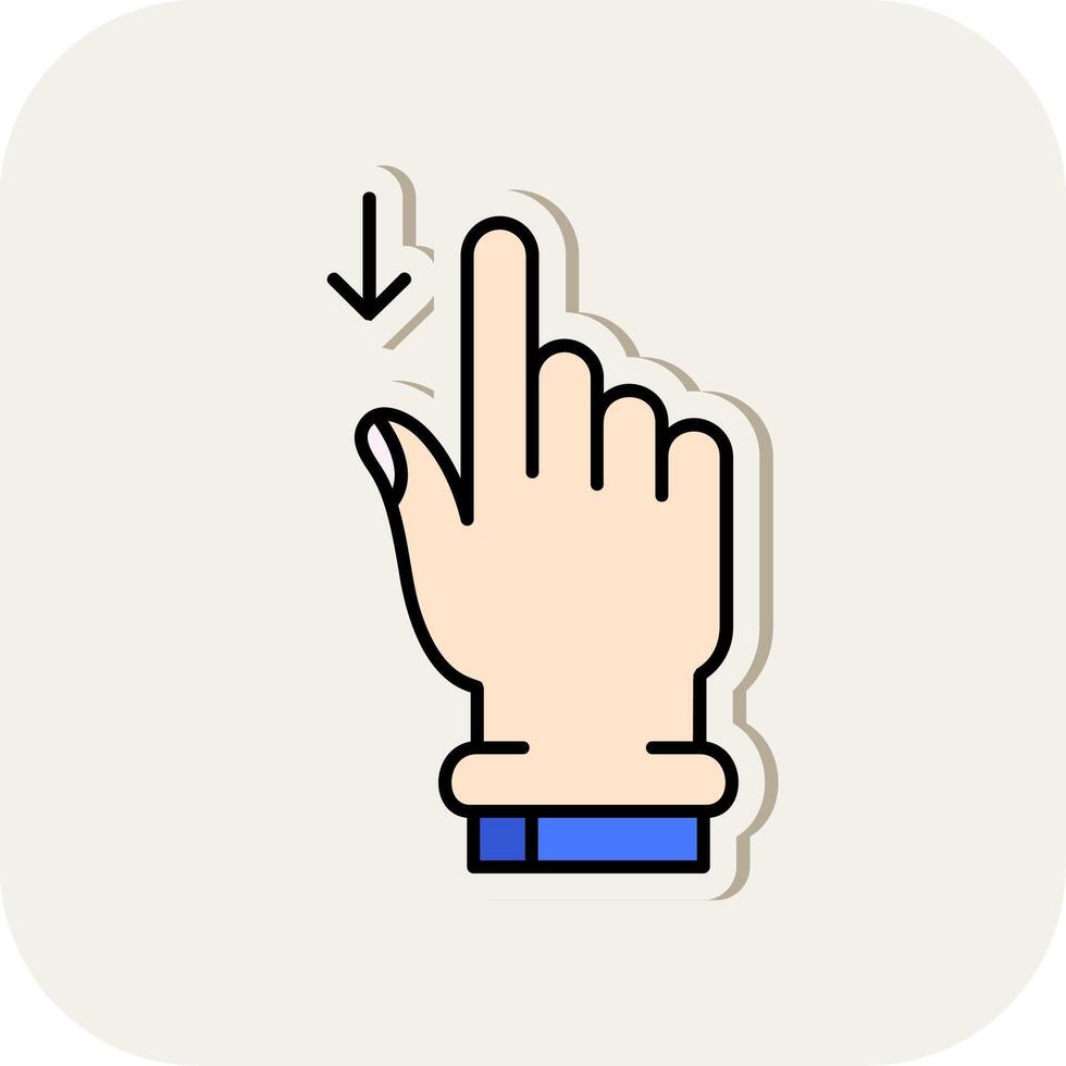 Swipe Down Line Filled White Shadow Icon vector